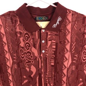COOGI Short Sleeve Polo Paisley Maroon Rust 4XL